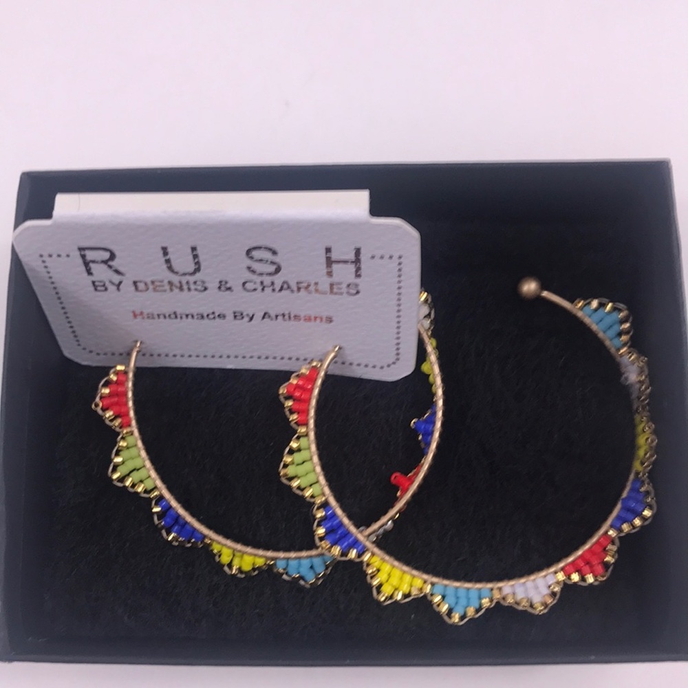 Beaded hoop earrings, NWT - Picture 5 of 5